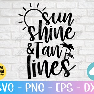 Zon schijnen en tan lijnen Svg Png Eps Dxf digitale cut bestanden / strandvakantie svg / zomer svg / svg bestanden voor cricut