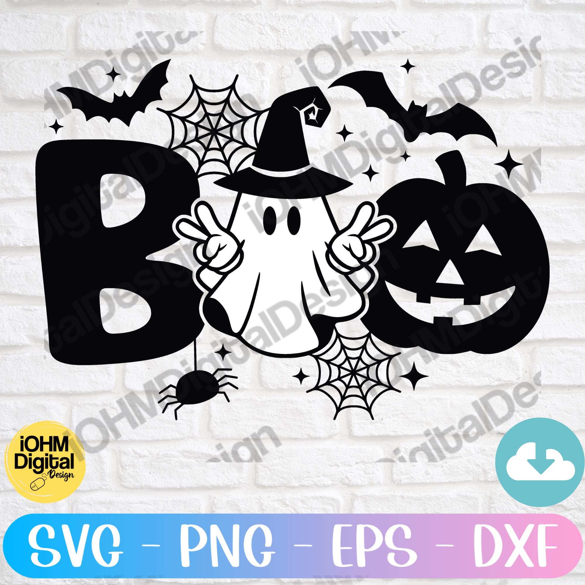 Boo Svg Png Eps Dxf Cut File | Halloween SVG | Ghost SVG| Spooky Svg| Pumpkin Svg| Spider Web Svg| Bat Svg| Cricut Svg | Digital Download