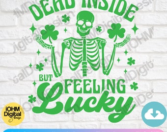 St Patrick's Day Skeleton SVG | Funny Lucky Shamrock Design (Digital Download)