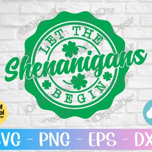 St Patricks Day Shenanigans SVG: Shamrock Clover Cut File (Digital Download)