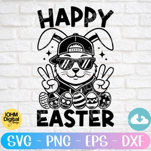 Happy Easter Svg Png Eps Dxf Cut File| Easter Bunny Svg|Easter Svg| Easter Eggs Svg| Bunny Ears Svg| Happy Easter Shirt Svg| Sublimation PNG