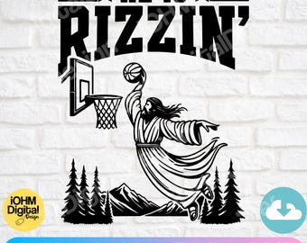 He is Rizzin' Basketball SVG: Funny Easter Design (Digital Download)