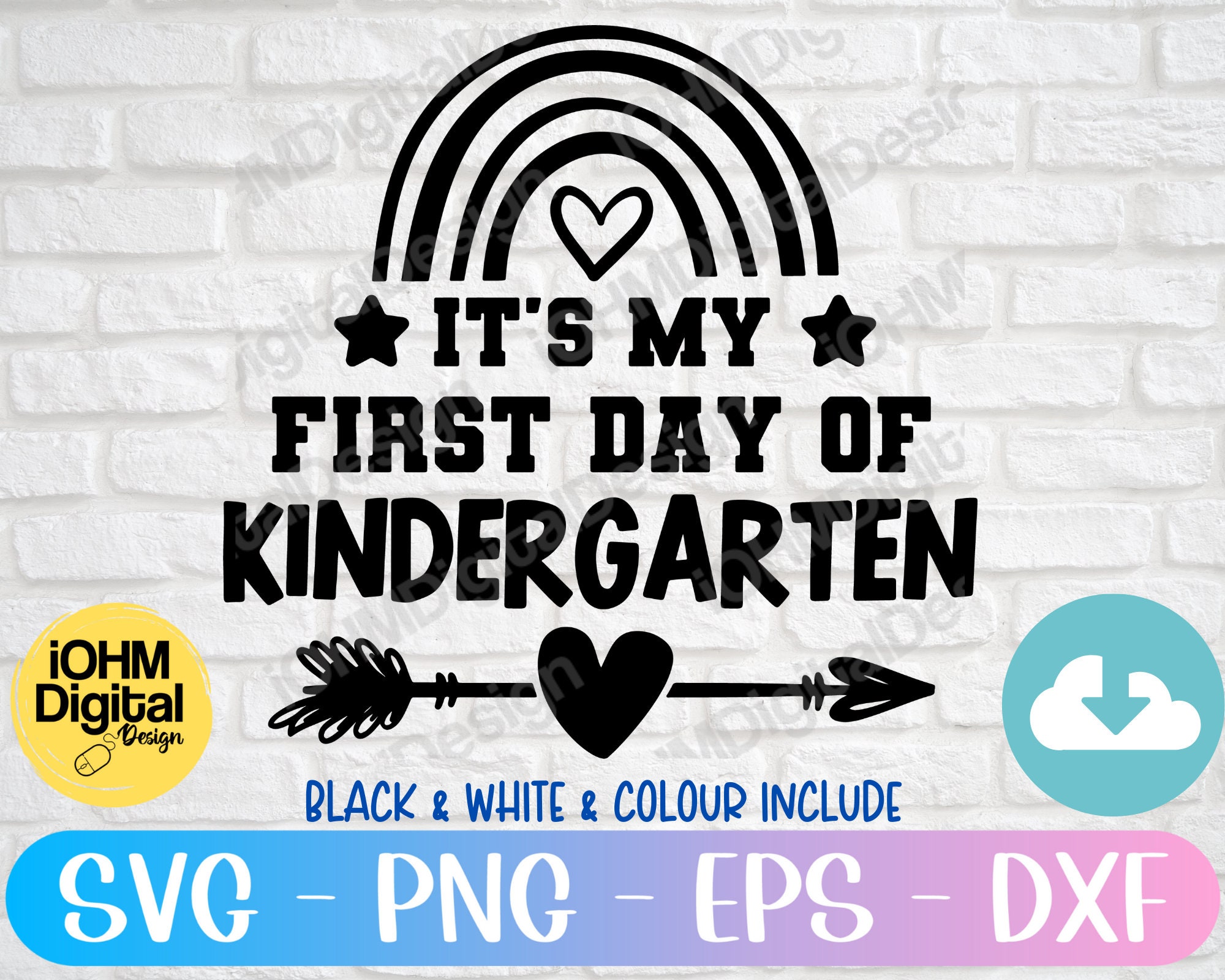 Its My First Day Of Kindergarten Svg Png Eps Dxf Cut File Etsy Uk