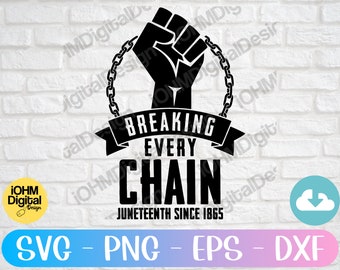 Juneteenth Fist Breaking Chains SVG: Black History Design (Digital Download)