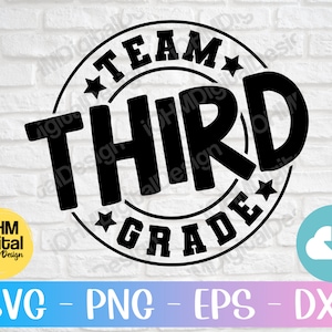Équipe troisième grade Svg Png Eps Dxf Cut File | Retour à l’école Svg | Escouade de 3e année Svg | Enseignant Svg | Premier jour d’école Svg | Cricut