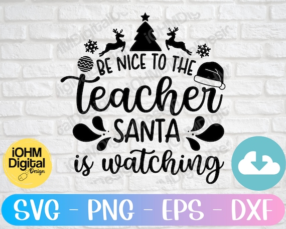 先生に優しくするサンタさん SVG: クリスマスの言葉カットファイル