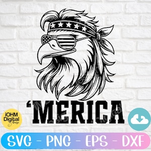 Merica Eagle Mullet Svg Png Eps Dxf Cut File| Funny 4th Of July Svg| Merica Patriotic American| Independence Day Svg| Eagle 4th Of July Svg