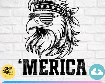 Merica Eagle Mullet SVG | 4th of July Patriotic Design (Digital Download)