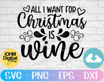 Christmas Wine Lover SVG | Funny Wine Glass Design (Digital Download)