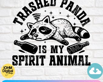 Trashed Panda Raccoon Spirit Animal SVG | Rolig meme-klippfil (digital nedladdning)