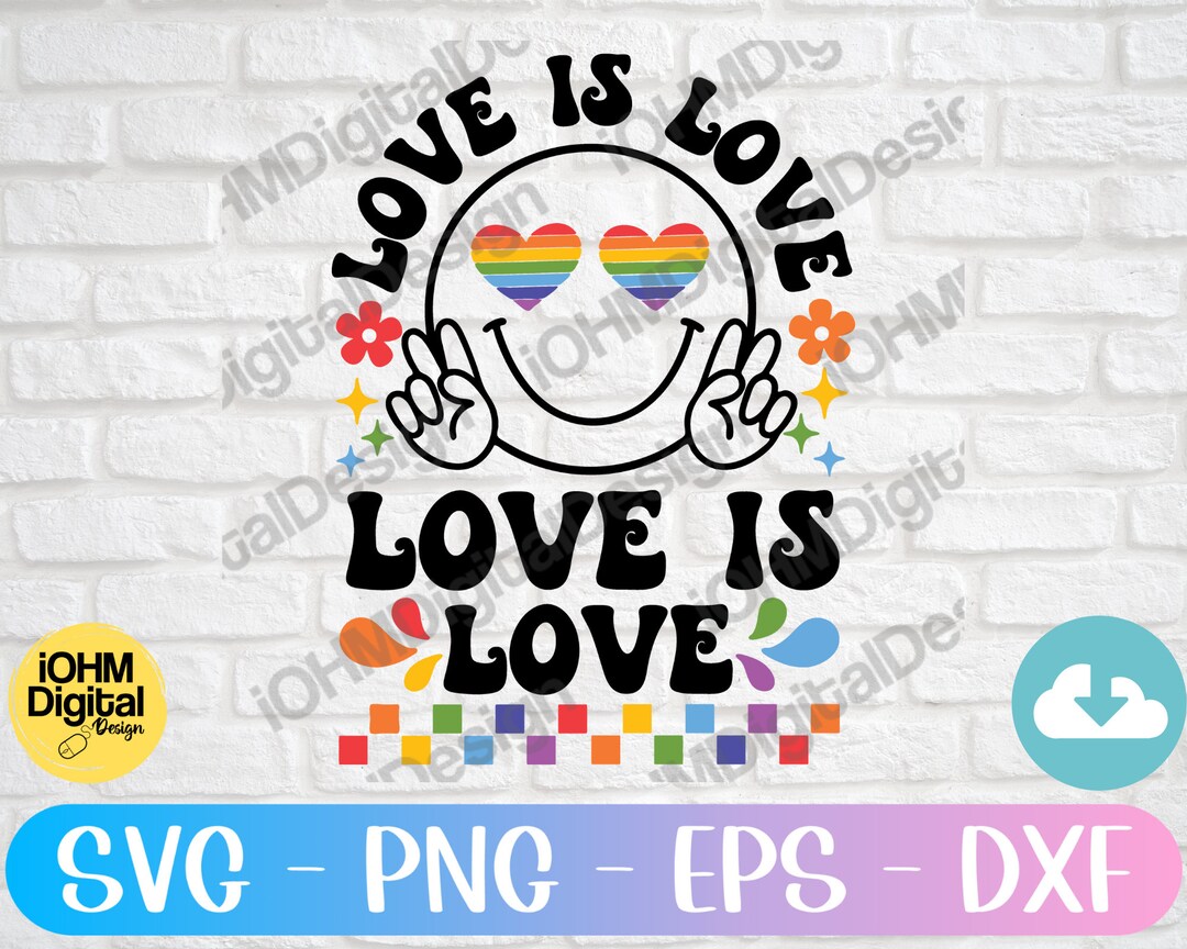Retro Rainbow Love is Love SVG: Pride Month Cut File (digital Download ...