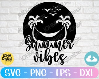 Sommarvibbar SVG: Strandsemester Klippfil (Digital Nedladdning)