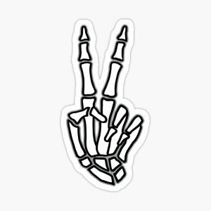 Skeleton Peace Sign Hand Gesture Vinyl Sticker - Accessories for Bullet Journal Decorative Stickers Car Bumper Windows Laptop Phone