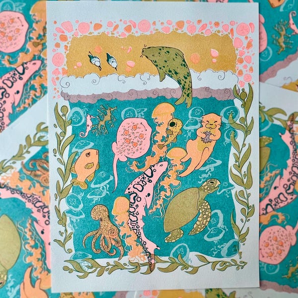 Pacific Oceanscape | Risograph Print