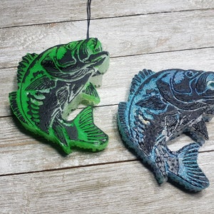 Personalized Bass Fish Car Freshie, Handmade Hanging Car Air Freshener Accessory