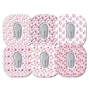 Pink Christmas Collection Patch Dexcom G6- Set of 6 Patch Sticker Overlay for CGM monitor