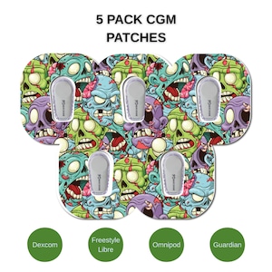 Zombie 5 Pack CGM Dexcom G6, Dexcom G7, Freestyle Libre 2, Freestyle Libre 3, Guardian, CGM Overpatch