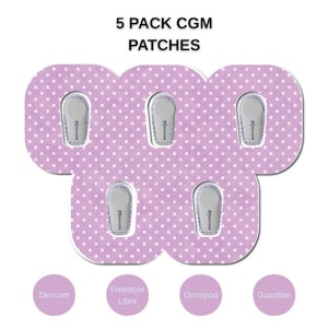 Polka Dot Purple CGM Dexcom G6, Dexcom G7, Freestyle Libre 2, Freestyle Libre 3, Guardian, CGM Overpatch