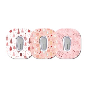 Christmas in Pink Collection Dexcom G6 Set of 3 Patch Overlay for CGM monitor