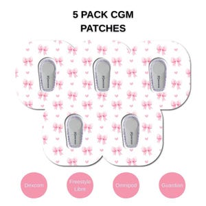 Pretty Coquette Bows CGM Dexcom G6, Dexcom G7, Freestyle Libre 2, Freestyle Libre 3, Guardian, CGM Overpatch