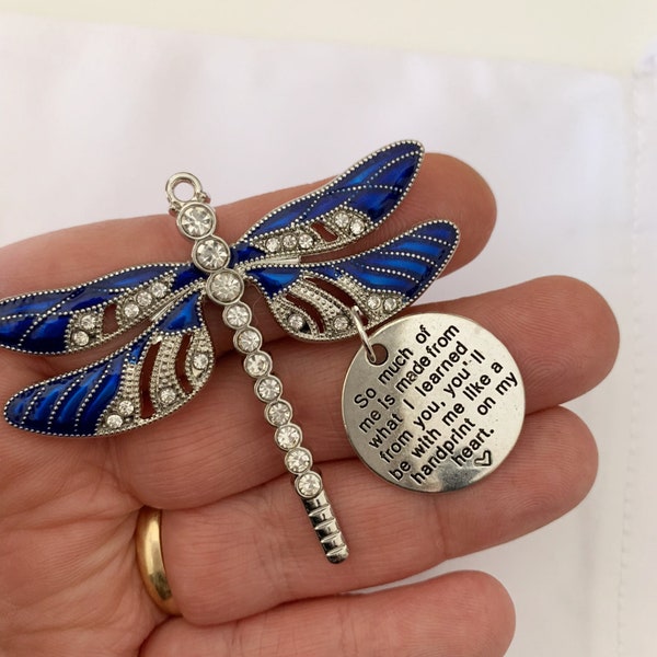 Blue Dragonfly Memorial Ornament - Blue Rear View Mirror Accessory