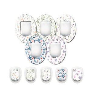 Wildflower Collection Patch and Sticker Bundle Omnipod- Set of 5 Patch Sticker Overlay for CGM monitor