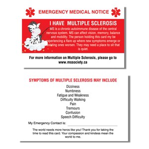 Carte médicale d'urgence Carte d'alerte médicale pour enfant sclérose en plaques, sensibilisation aux maladies rares