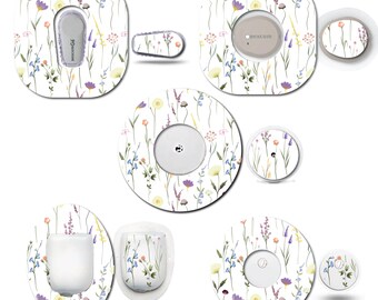 Wildflower #3 Continuous Glucose Monitor (CGM) Decorative Over Patch and Sticker/Tattoo Set