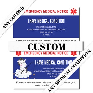 Carte d'alerte médicale personnalisée personnalisée pour carte médicale d'urgence, sensibilisation aux maladies rares