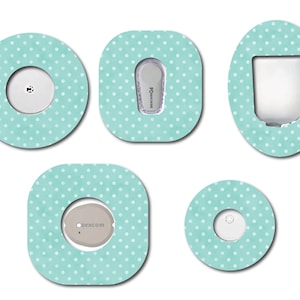 Polka Dot Aquagreen CGM Patch for Freestyle Libre, Dexcom, Omnipod Continuous Glucose Monitor patches and stickers, T1D, Diabetes Patch