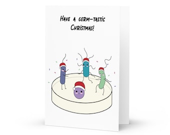 Microbiology Christmas Card for Microbiologist, Microbe Art, Microorganism, Bacteria, Epidemiologist Gift, Public Health, Doctor Gift