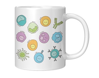 Mug Immunologie Cells, Étudiant en immunologie, Immunologue, Système immunitaire, Anticorps, Globules blancs, Virologie, Microbiologie, Enseignant de biologie