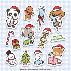 Christmas Science Sticker, Scientist, Lab Technician, Women in Science, Biology Teacher, Cell Culture, Pharmacy, Grad Student, Gift for Her