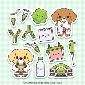 かわいい生化学ステッカー、ウェスタンブロット、ラブラドールレトリバー、分子生物学、薬学、科学界の女性、大学院生、研究室技術者ギフト