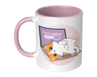 Caneca de tese, redação de tese, defesa de dissertação, carregamento de doutorado, presente para estudante de doutorado, pós-graduação, mestrado, candidato a doutorado, caneca de café de doutorado