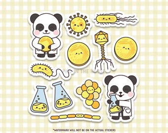 Cute Microbiology Stickers, Microbiologist Laptop Decal, Female Scientist, Grad Student, Bacteria Culture, Microorganisms, Petri Dish Gift