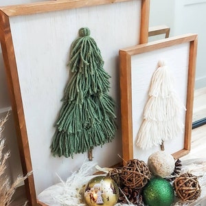 Tassel Christmas Tree Decor Framed Yarn Tree Christmas - Etsy