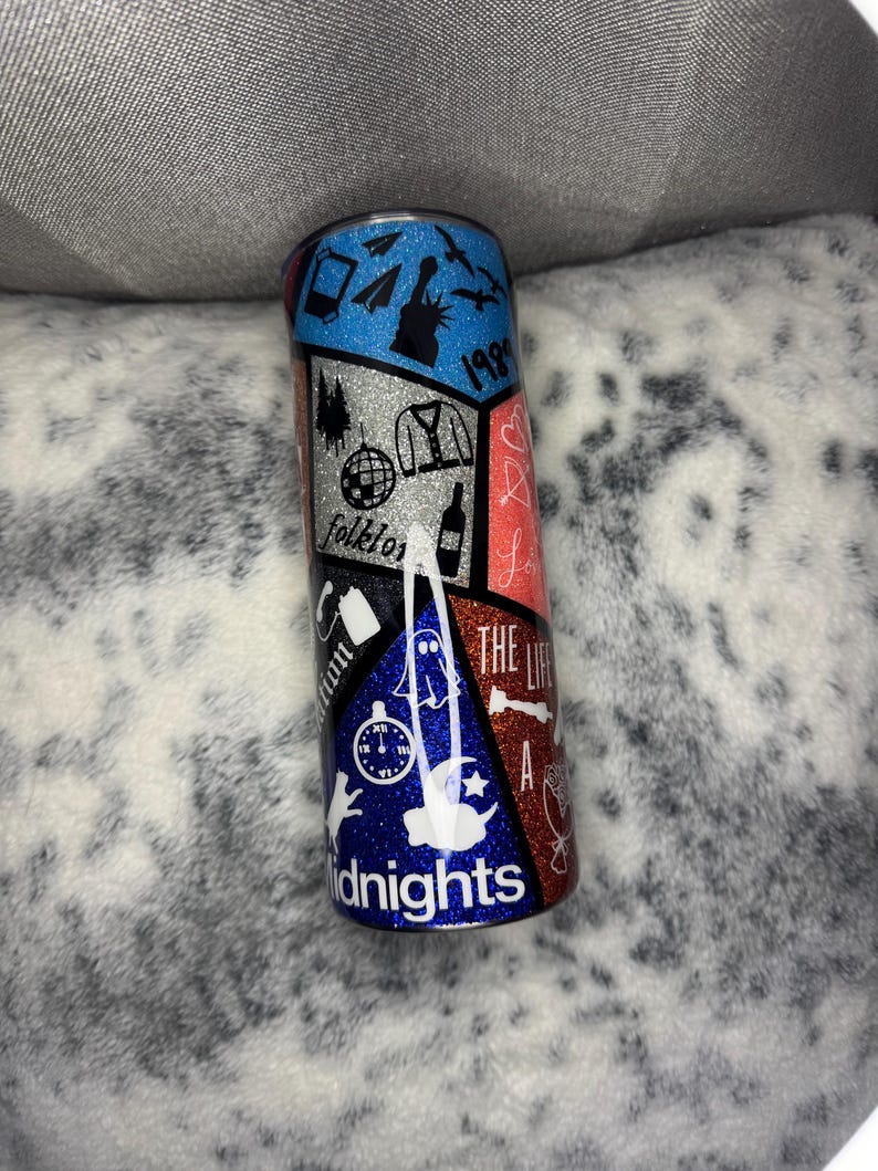 Vaso con purpurina de iconos de las eras de Swiftie imagen 5