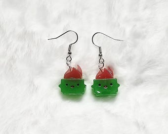 Mini Glow In The Dark Dumpster Fire Earrings