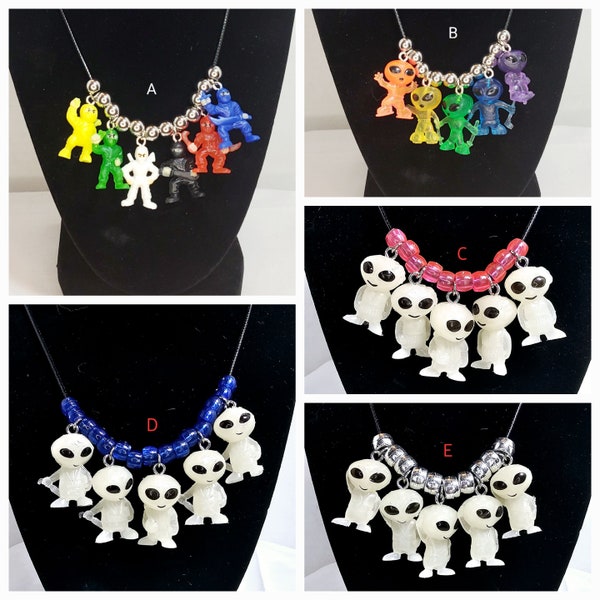 Mini Toy Alien And Ninja Necklaces