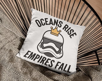 Mashup Square Pillow 14x14, king George, home decor, Oceans Rise, Empires Fall, couch pillow