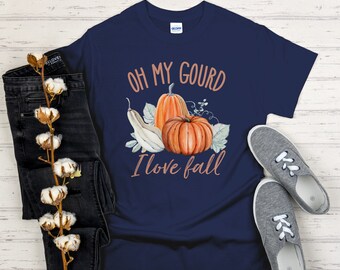Fall tshirt, Oh my Gourd, I love fall Short-Sleeve Unisex T-Shirt, Cute Autumn Tee, Pumpkin Patch shirt