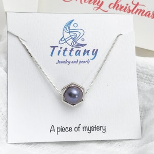 Black pearl necklace- real black pearl-  black pearl gift -pearl silver earrings- pearl for her - June Birthstone