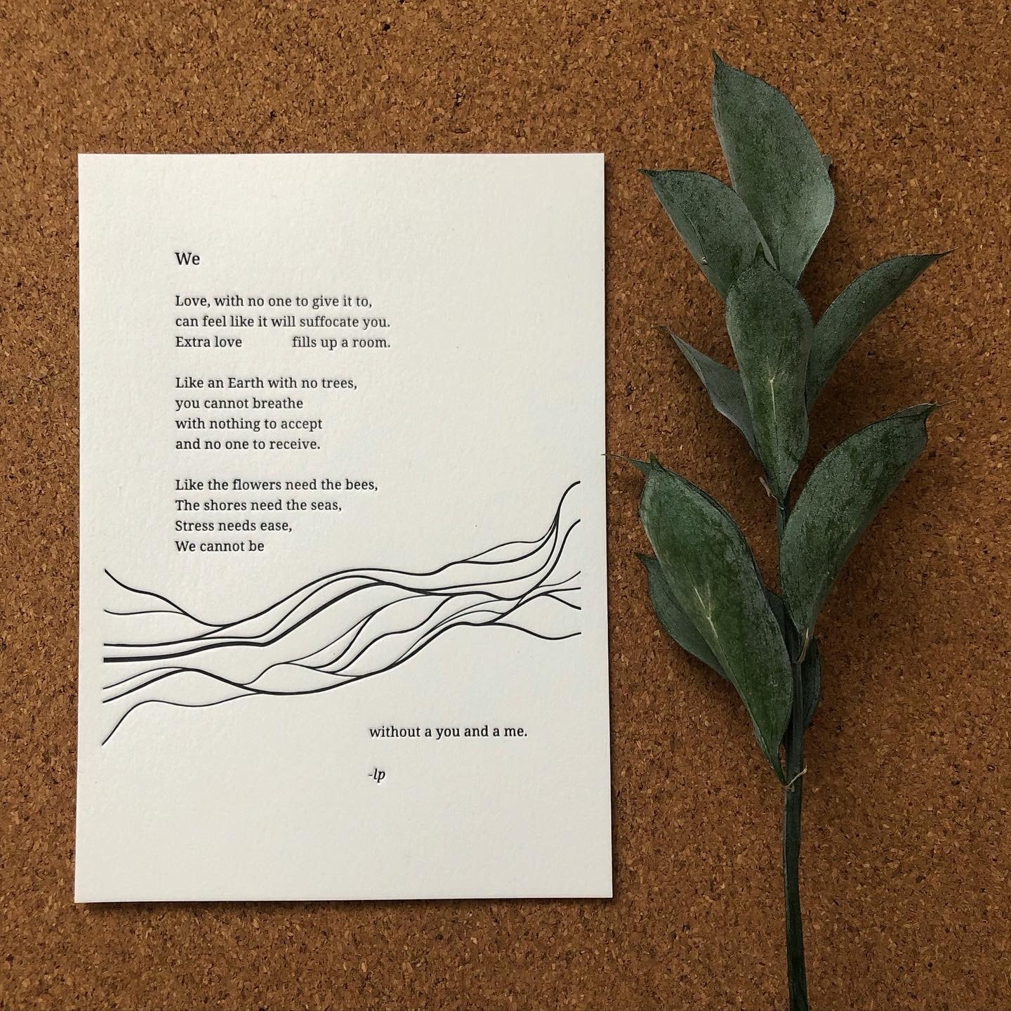 Letterpress Print Poem Card and Envelope. We Poem Etsy