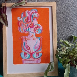 Bubblegum - Handmade illustration made with acrylic marker and colored pencils