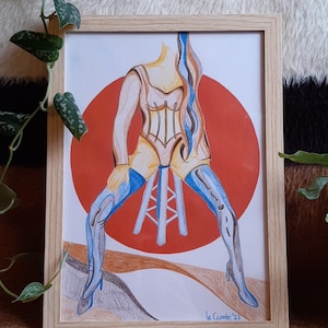 Toma asiento - Ilustración hecha a mano con pintura acrílica y lápiz