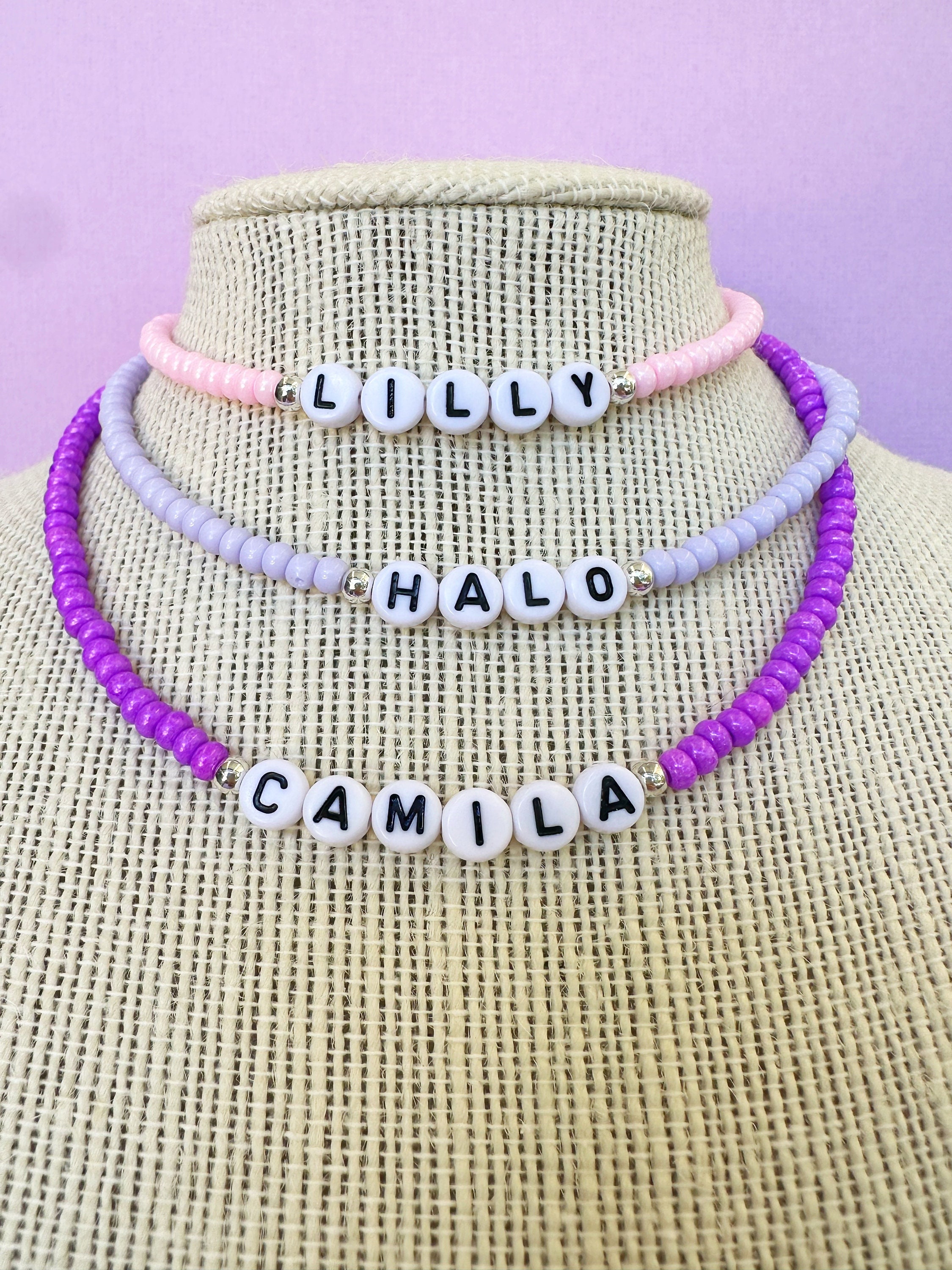 Personalised Beaded Name Necklace, Girls Custom Bead Necklace