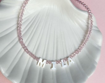 Personalised Beaded Name Necklace, Girls Custom Bead Necklace