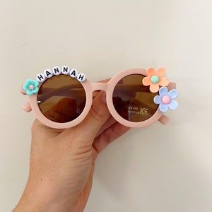 Personalised Girls Flower Sunglasses, Custom Sunnies, Retro