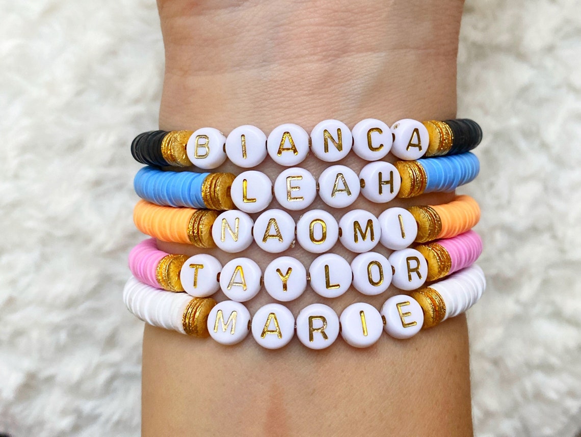 Nom Bracelet avec vinyle Disc Beads Bracelet damitié Etsy